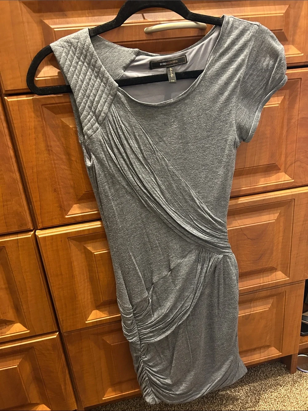 BCBGMaxAzria Gray Ruched Mini Dress - Picture 1 of 6